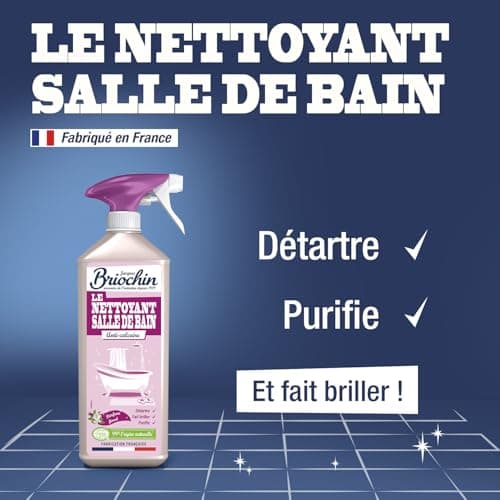 JACQUES BRIOCHIN - Nettoyant salle de bain 3 en 1 : Nettoie, Détartre et Purifie - Parfum huile de pin - 99.9% d'origine naturelle - Ecocert - Fabriqué en France - Pulvérisateur - 750ml