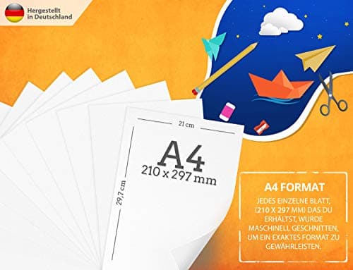 Cartone artigianale 300g / m2 - 50 Feuilles CARTA PREMIUM bianco puro - DIN A4-21 x 29,7 cm - carta per stampante bianca non stampata per fotografia, presentazioni, artigianato, scrapbooking