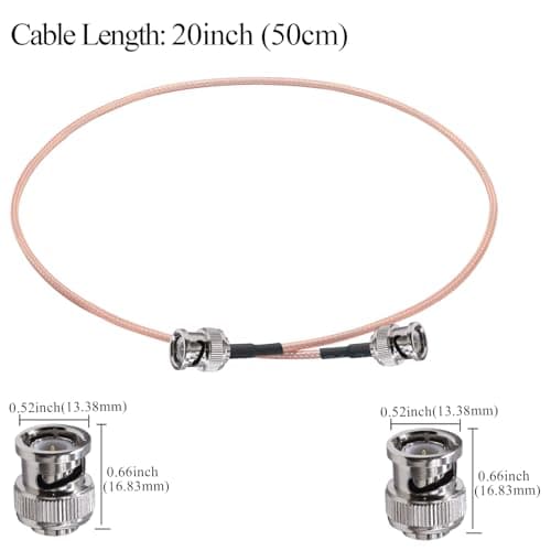 TUOLNK Câble BNC RG316 BNC mâle à BNC mâle, câble d'extension d'antenne coaxiale pour CCTV/caméra/DVR, câble coaxial BNC 50 Ohm 1.64ft 2PCS