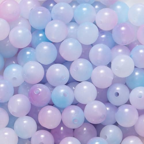 WBZOWRB Environ 8mm Perles de Quartz Naturel Rondes Perles de Pierres Précieuses en Vrac Énergie Pierre Perle Pierre Naturelle pour Fabrication de Bijoux de Bracelets, (Bleu Violet), 100 pièce