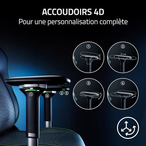 Razer Iskur V2 - Chaise de Jeu avec Support Lombaire adaptatif (Cuir synthétique de qualité EPU, Coussins en Mousse Haute densité, accoudoirs 4D, Courbe Lombaire entièrement réglable) Vert
