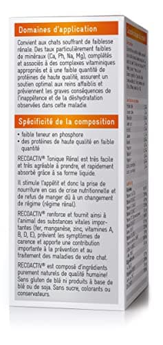 RECOACTIV Tonique Rénal pour Chats, 1 x 90 ML, complément Alimentaire pour la Convalescence en Cas de Signes précoces de Troubles de la Fonction rénale du Chat Ainsi Que pour la prophylaxie