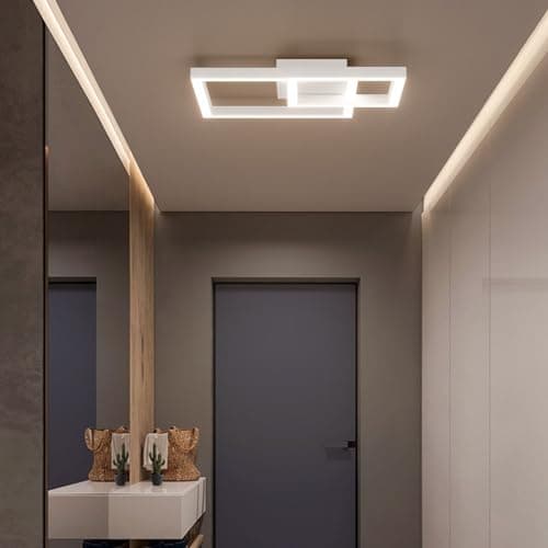 Klighten Plafonnier LED Dimmable avec Télécommande 35W Lampe de Plafond en Aluminium, Moderne Design Luminaire Plafonnier pour Salon Chambre Cuisine Couloir, 2400 LM, 3000K-6000K, Blanc
