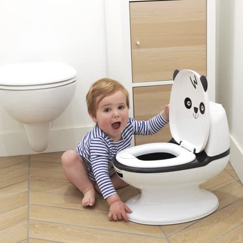 Bebeconfort Pot Bébé Toilette, Siège d'Apprentissage de la Propreté, 1-4 ans, 0-20 kg, Pare-Éclaboussures, Vrai son de Chasse, Cuvette Amovible, Facile à Nettoyer, Pied en Caoutchouc, Ours Pande