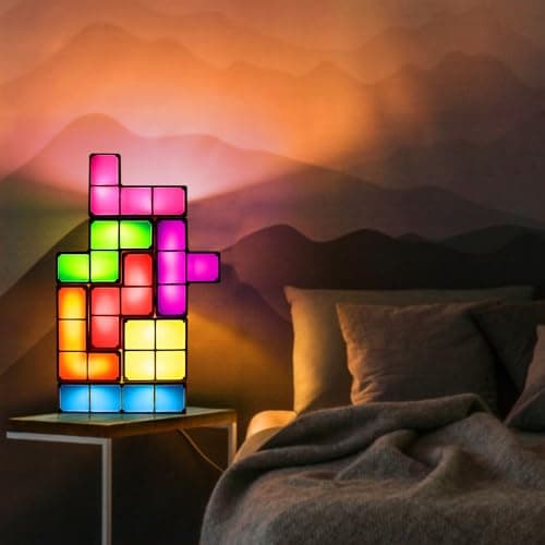 Goods & Gadgets Lampe Tetris Lampe de table LED empilable Lumière d'ambiance rétro Lampe Tetris blocs de construction