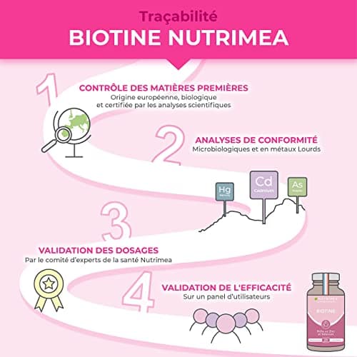 BIOTINE | Sans Excipient | Accélère la Pousse des Cheveux & Ongles | Avec Vitamine B8, Pépins de Courge, Zinc et Sélénium | 120 Gélules Vegan | Fabrication Française | Nutrimea