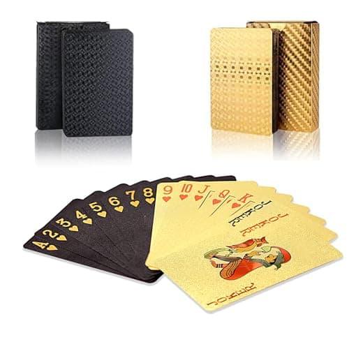 SWINILAYA Lot De 2 Jeu De Cartes 54 - Noir Et Or | Parfaits pour Fêtes, Voyages, Pique-Niques Et Plus