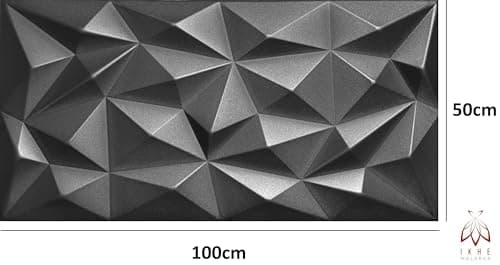Lot de 4 panneaux 3D, panneaux en polystyrène XPS, panneaux de plafond, panneaux muraux 3D, décorations, plafonds, revêtement mural brillant, 3 mm d'épaisseur - 100 cm x 50 cm - 2 m2 (noir 03)
