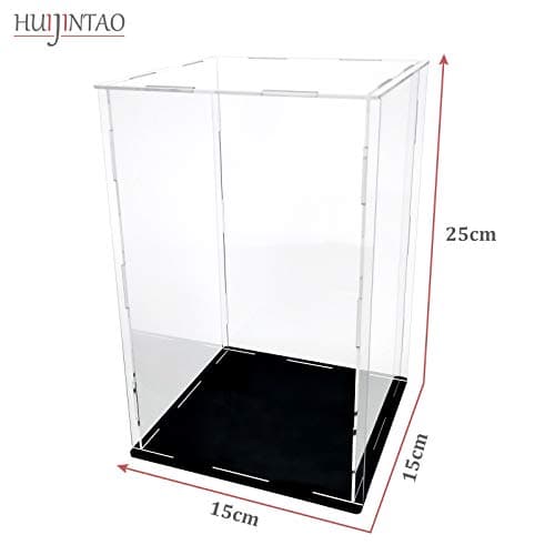 Huijintao Vitrine Acrylique, Vitrine Exposition Transparent, Vitrine Figurine, Vitrine pour Collection, vitrine Voiture Miniature pour Figurines, Jouets, Objets de Collection, Noir (15x15x25 cm)