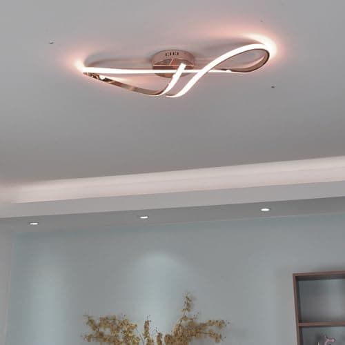 WSXEDC Dimmable LED Plafonnier, Or Moderne Chromé Processus Plafonnier Avec TéLéCommande Pour Chambre à Coucher Enfants Salon Cuisine Salle à Manger Bureau Eclairage IntéRieur 80cm