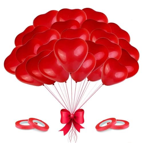 Ballon Coeur Helium, 100 Ballon Coeur Rouge, Ballon Mariage, Ballon Baudruche Coeur Latex pour Mariage Anniversaire Saint Valentin Fête Décoration -30cm (Rouge)