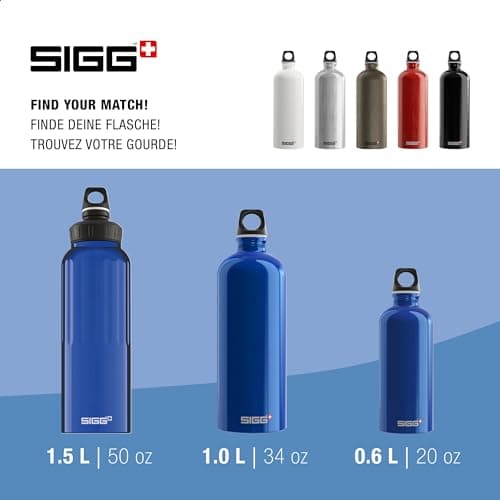 Sigg Traveller Bouteille Réutilisable, Bouteille Hermétique Sans Substances Nocives, Bouteille en Aluminium Ultra-Légère, Bouchon à Vis
