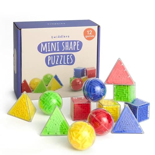 THE TWIDDLERS - 12 Mini-Casse-tête en Forme de sphère, de Cube et de Pyramide, idéal pour remplir Les Sacs de fête des Enfants et Les Sacs de Cadeaux d'anniversaire.