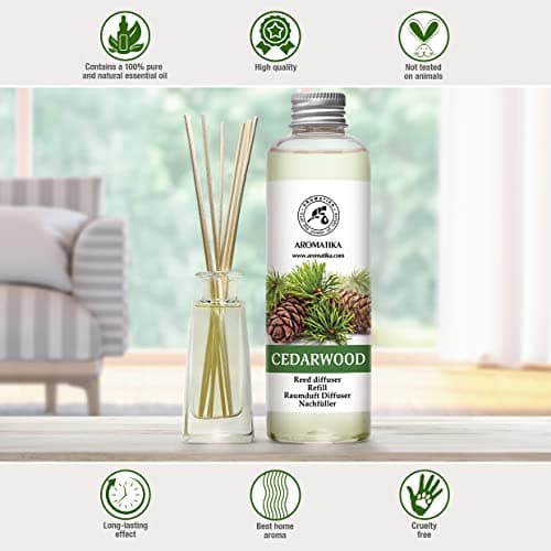 Recharge Diffuseur de Cèdre 200ml - 100% Naturel Huile Essentielle - Fragrance Fraîche et Durable - Idéal pour Aromathérapie - Maison - Bureau - Fitness Club - Restaurant - Boutique