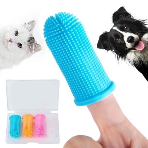 GWAWG 4Pièces Brosse a Dent pour Chien,Brosse a Dent Chien Silicone, Brosse a Dent Chat, Réutilisable Avec Boîte