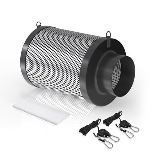 Aygrochy Filtre à charbon 100 mm, filtre à air, filtre à carbone, filtre d'échappement, filtre de culture pour ventilateurs tubulaires, filtre anti-odeurs, 365 m3/h (longueur 300 mm)
