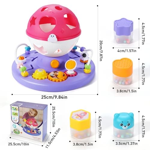 Jouet Bebe 1 2 an Fille, Montessori Sensoriel Jouets avec Musique/Lumière,Jouet Bebe 9 18 24 Mois,Jouet éducatif 1 2 3 Ans Garçon Fille Cadeau d'anniversaire de Noël