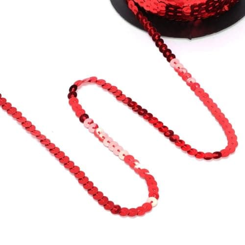 Agatige 100 Yards Rouleaux de Paillettes Sequins, 6 mm Paillettes Ruban Rouleau Paillette Couleur Perles Paillettes Sequin, Couleur Rubans à Paillettes pour Fabrication de Bijoux et Couture(Rouge)