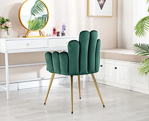Wahson Chaise de Salle à Manger Lot de 2, Chaise Salle à Manger en Velours, de Salon Moderne avec Accoudoir et Pied Doré, Chaise de Cuisine pour Restaurant et Salle à Manger, Vert