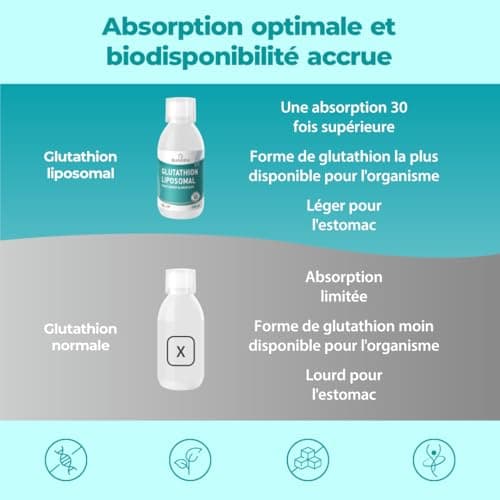 Bandini® Glutathion Liposomal 250 ml - Forme Active L Glutathion Réductase (GSH) Liquide - Puissant Antioxydant & Anti-âge - Protection Cellulaire Optimale - 100% Vegan Sans OGM - Avec Bouchon Doseur