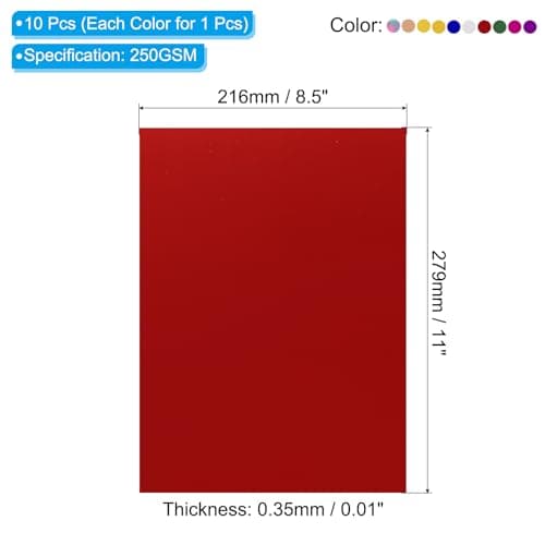 PATIKIL Feuilles de Carton Métallisé 12"x8.5", Lot de 10 Feuilles de Carton Réfléchissant de 10 Couleurs, 250gsm, pour Scrapbooking, Affiches, Bricolage, Cartes D'Invitation