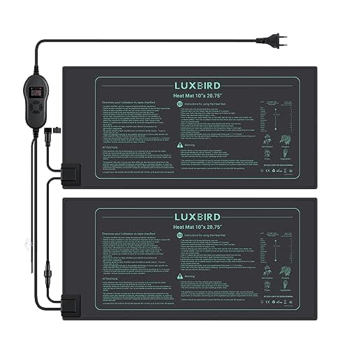 Luxbird Tapis Chauffant pour Plantes avec Contrôleur de Température, 2 Tapis Chauffants avec 1 contrôleur, 30 Watts, Contrôle Un à Plusieurs, Étanchéité IP67, 52.7x25.4 cm