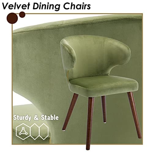 chairus Chaise Cuisine en Velours Lot de 4 Chaises de Salle à Manger Capitonné avec Pieds en Bois Modern Chaise de Chambre (Vert-4(Velours))
