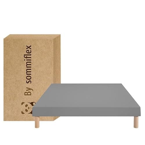 by sommiflex SOMMIER TAPISSIER Gris 140x190cm|Fabrication Francaise Artisanale|Pieds Offert|Hauteur avec Pieds 27CM