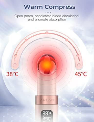 ANLAN Appareil Massage des Yeux EMS, Masseur pour Yeux 4 modes Anti Cernes Rides Poches, Appareil Soin Yeux Rechargeable avec Affichage LCD(38-45°C) Rose