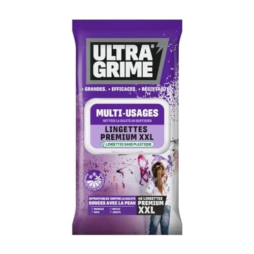 UltraGrime Multiusages Pamplemouse Lingettes XXL Sans Plastique - 40 Grandes Pour Toute La Famille - Nettoyage Multi-Usages Pour Le Sol