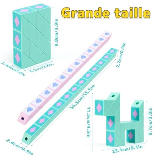 ECHOCUBE Cube Serpent Magique avec thème Poker, 2 Paquets de 24 Blocs de Cube Serpent Rapide pour remplir Les Sacs de fête, Casse-tête éducatif Serpent Jouets Amusants Cadeaux de fête (Vert & Rose)