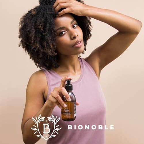 Bionoble Huile de Ricin Bio 200ml + Pompe - Bouteille en Verre - 100% Pure, Naturelle, Pressée à Froid - Huile de Ricin pour Cheveux Cils Sourcils, Huile Barbe - Vegan Castor Oil, Huile Ricin