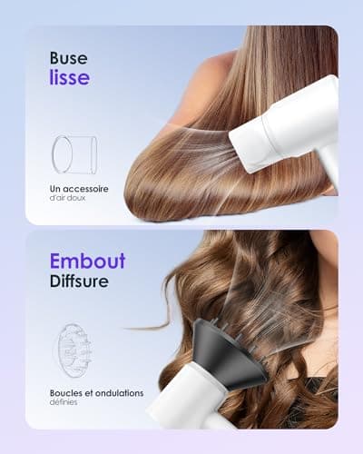Bopcal Sèche Cheveux Ionique avec Diffuseur - Séchage Rapide 120000rpm Seche Cheveux Haute Vitesse pour les Boucles Sèche, Seche Cheveux Professionnel avec 500 Millions d'ions pour les Voyages