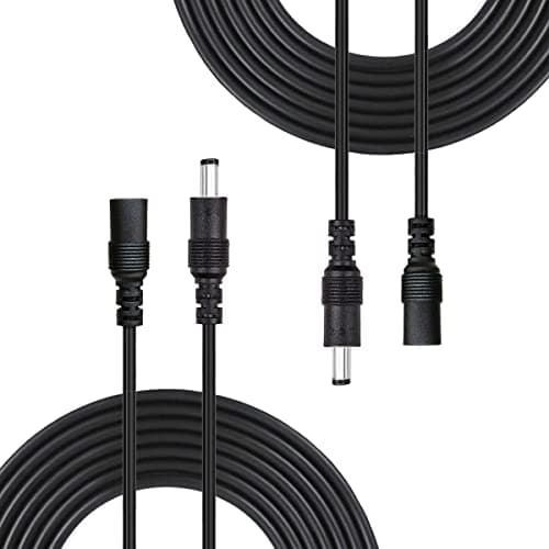 Liwinting 2 Pièces 3 Mètres Rallonge Cordon d'alimentation DC 2,1mm x 5,5 mm Mâle à Femelle Connecteur pour Adaptateur Secteur, LED, CCTV Camera Power, Voiture, Moniteurs, et Plus - Noir