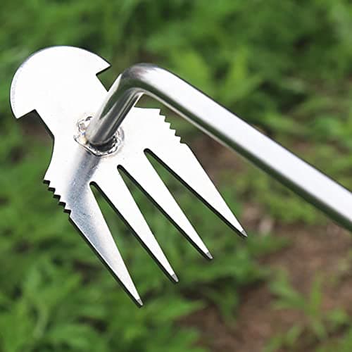 Hongjingda Désherbeur manuel en acier inoxydable - 4 dents - Pour le jardin, la cour, la terrasse
