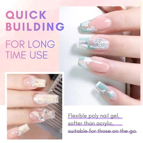 Makartt Poly Nail Extension Gel - Long Lasting Nail Builder Gel de Construction Ongle, Acrylic Thickening Gel pour Beginner and Professional, Quick Extender Gel UV/LED pour Nail Art, 50ML(Transparent)