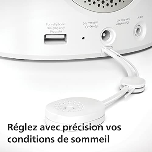 Philips Eveil-lumière et simulateur d'aube connecté, lumière et sons personnalisés, capteur d'environnement AmbiTrack, fonction de relaxation et de respiration, App SleepMapper (Modèle HF3671/01)