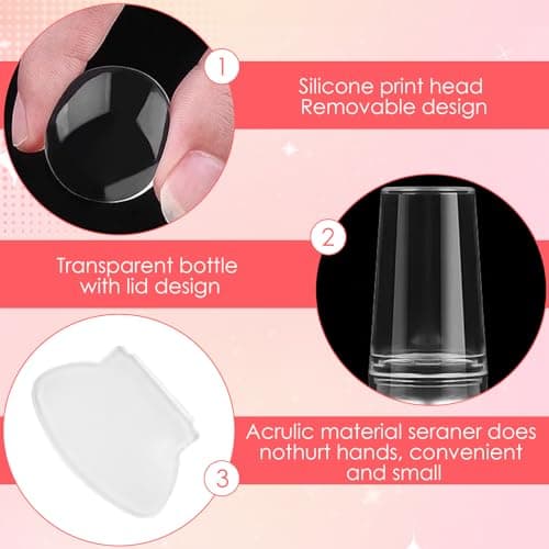 Nail Art Stamper Materiel Onglerie Professionnel, French Accessoire Ongles avec Racleurs Onglerie Materiel Jelly Nail Art Stamper French Outil de Manucure Bricolage Accessoires D'art D'ongle