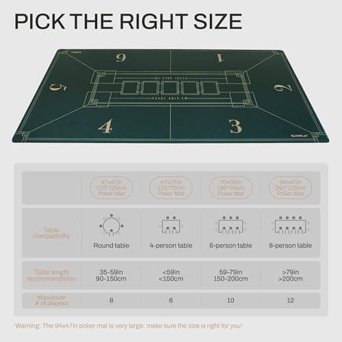 SLOWPLAY Tapis de Poker Nash Texas Hold'em 180x90cm | Table de Poker Portable avec Impression Art Déco, Surface Lisse de qualité supérieure, réduction du Bruit
