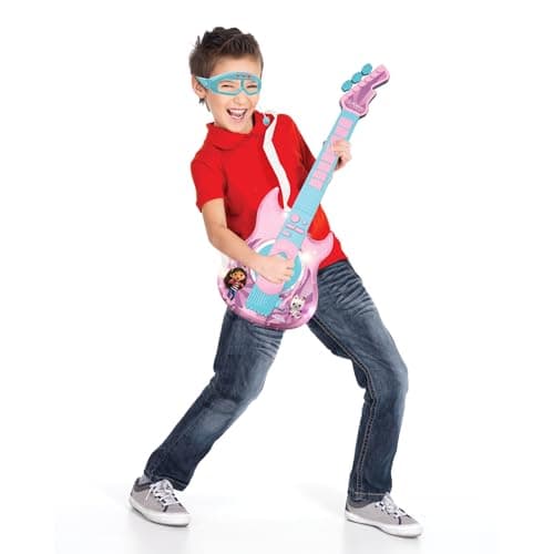 Lexibook, Gabby et la Maison Magique, Guitare électronique avec Micro et Lunettes pour Chanter avec Style, 2 Modes de Jeu, Mélodies de démonstration, Effets Lumineux, Rose/Bleu, K260GDH