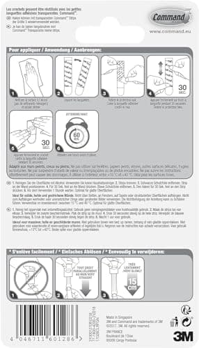 Command Crochets de Fixation, Lot de 20 Mini-Crochets Transparents et de 24 Petites Bandes Adhésive - Pour la Décoration des Guirlandes Lumineuses, Accrochage Sans Dommage