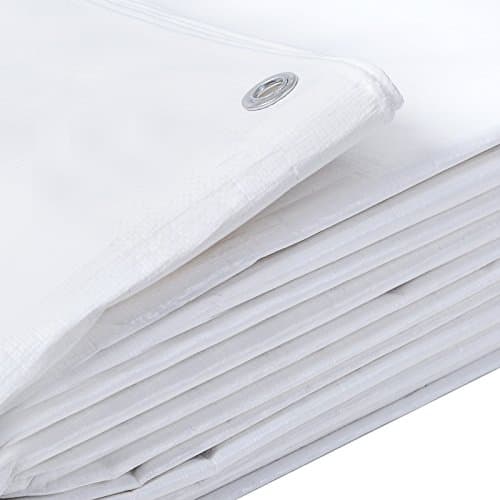 WOLTU Bâche de Protection en PE Bâche Imperméable et Résistante, Couverture Étanche Bâche pour Bois Housse de Protection avec Œillets Muiti-Usage 280g/m2, Blanc, 2x3m