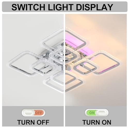 LuFun Plafonnier LED,8 carré double couche lustre salon moderne design,dimmable luminaires intérieur plafonniers,lampe plafond 80W,lustre chambre Chromé,Lampe pour bureau cuisine couloir,3000-6000K