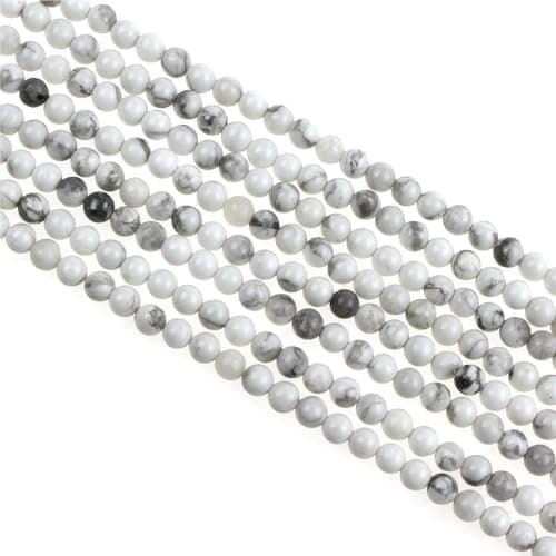 MJDCB 225pcs Petites Perles de Pierre Naturelle 3mm Howlite Blanc Pierres Précieuses Ronde Lisse en Vrac pour La Fabrication de Bijoux Bracelets Boucles D'oreilles Colliers Accessoires