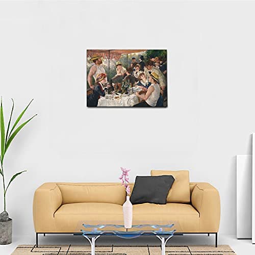 Giallobus - Cadre - Pierre Auguste Renoir - Déjeuner en bateau - Toile à cadre standard - 70x50 - Prêt à accrocher - Peintures modernes pour la maison