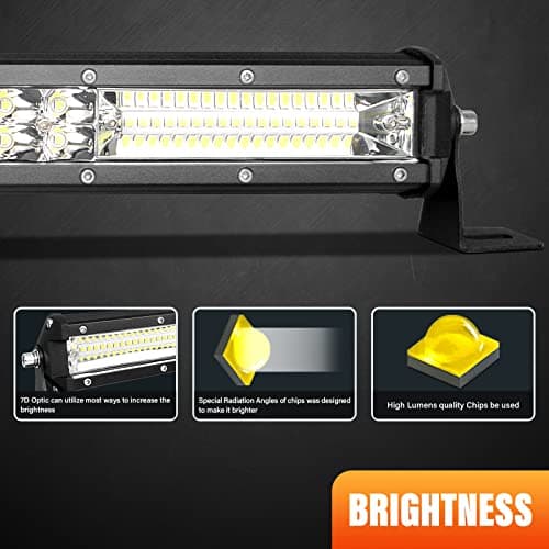 SKYWORLD Mince Phare de Travail Barre LED 61cm 216W Projecteur LED Voiture 7D Rampe Feux de antibrouillard Barre Lumineuse LED pour 4x4 Camion Tracteur Offroad Véhicules Atvs Utvs