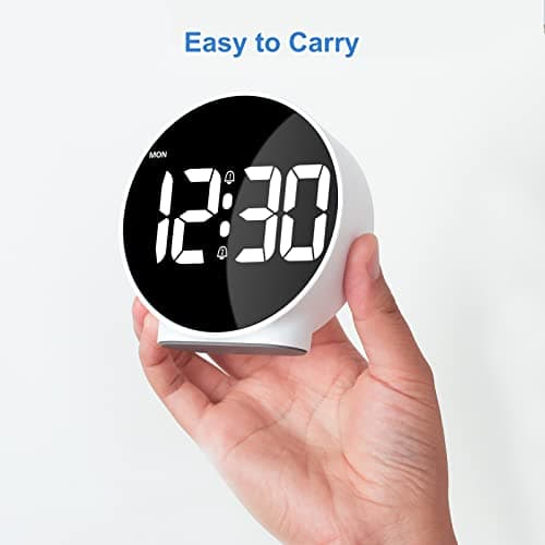 CHEREEKI Réveil Matin LED, Réveil Lumineux avec Affiche la Semaine, Fonction Snooze, 4 Luminosité Réglable, 2 Alarmes, Horloge Digitale à Piles pour Enfant, Adolescent, Personnes âgées