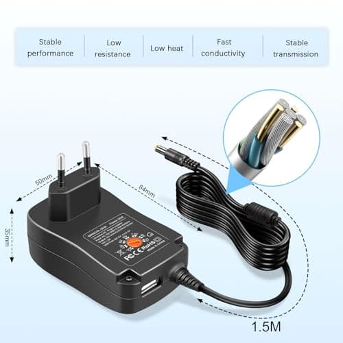 Aroidful 30W Alimentation Universel 12V 9V 7.5V 6V 5V 4.5V 3V et 5V 2.1A USB Port avec 8 Connecteurs DC. Adaptateur Secteur Universel pour Routeur/Haut-Parleur/Epilateur/Mini Fan/Bande Lumiere LED