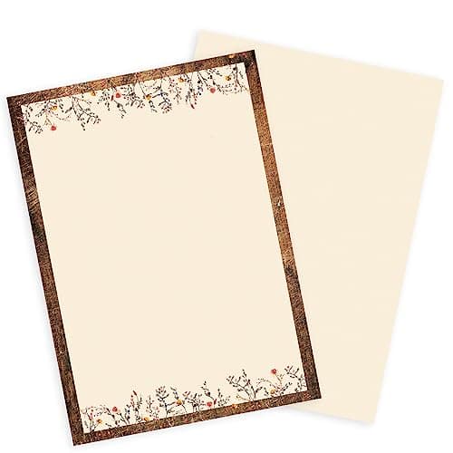 Logbuch-Verlag Paper-Media Lot de 25 feuilles de papier à lettre vintage Motif floral Format A4