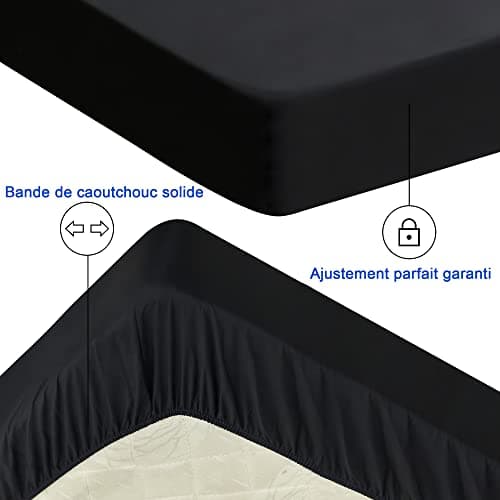 Protège Matelas imperméable 160x200cm, Premium Respirant Housse Matelas, Protège Matelas Bruit Housses, Imperméable Drap Housse (Noir)